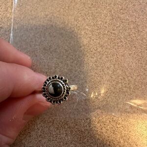 White Buffalo sterling silver ring
